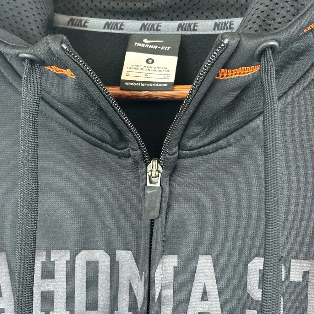 NIKE OSU Oklahoma State University Cowboys Pokes Black Full Zip Jacket Hood Mens